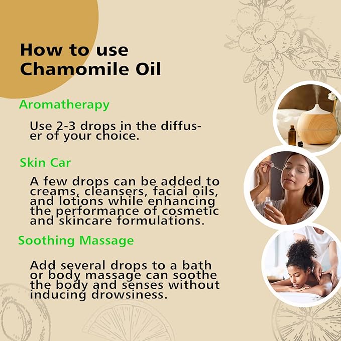 Chamomile Essential Oil 1 Oz - Pure Chamomile Oil for Skin, Relaxation & Aromatherapy, Diffuser, Massage & DIY