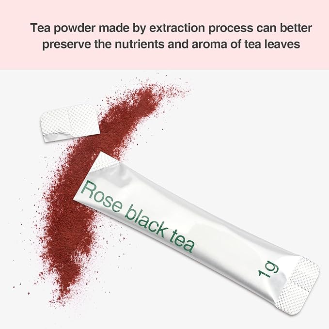 Gao Keng Rose Instant Black Tea Classic-100% Tea Leaves 10 Single Serve Stick Packs Unsweetened No Additives On-the-Go for Travel, Work, Outdoors , Helps Support Digestive Health Hot or Iced Teas (10Count)