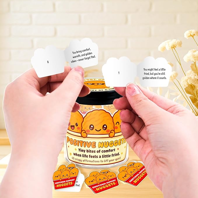 Emotional Support Nugget – Chicken Nugget Gifts - 60 Positive Chicken Nuggets Daily Affirmation Cards Jar – Inspirational Gifts for Women - Self Care Gift for Coworkers, Teen Girl, Friends, Boss