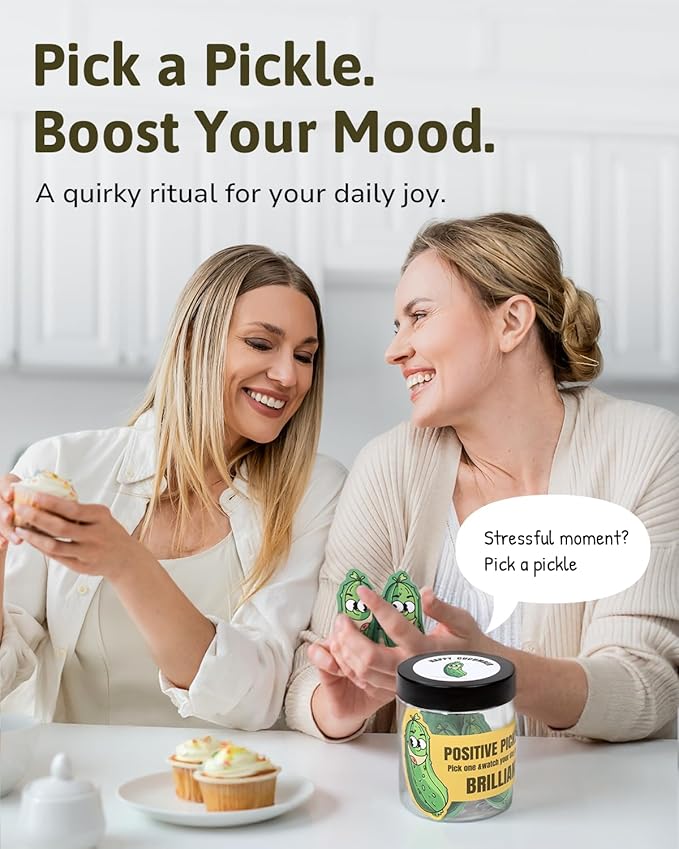 Positive Pickle Affirmation Cards Jar,60 Daily Affirmations, Emotional Support Pickle with Positive Messages, Encouragement Present for Women, Teens,girls,and Friends