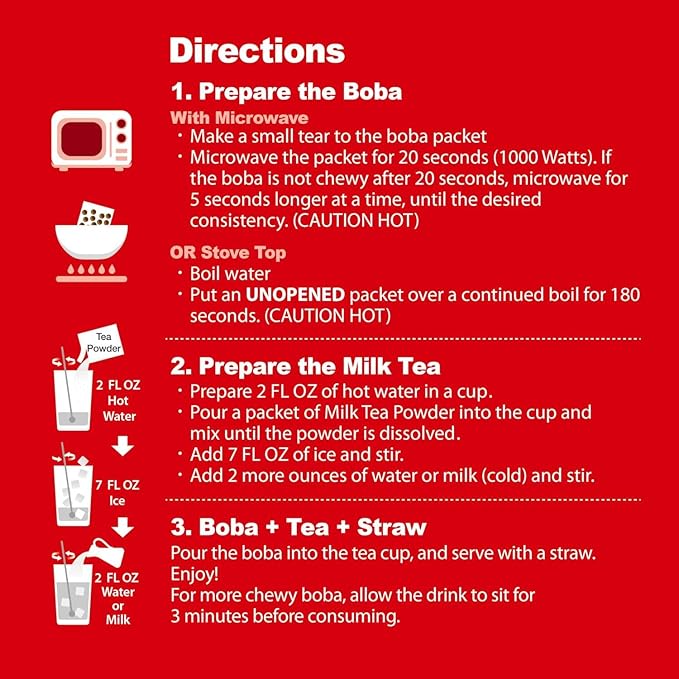 J WAY Instant Boba Bubble Pearl Milk Tea Kit with Authentic Brown Sugar Tapioca Boba, Ready in Under One Minute, Paper Straws Included - 3 Servings