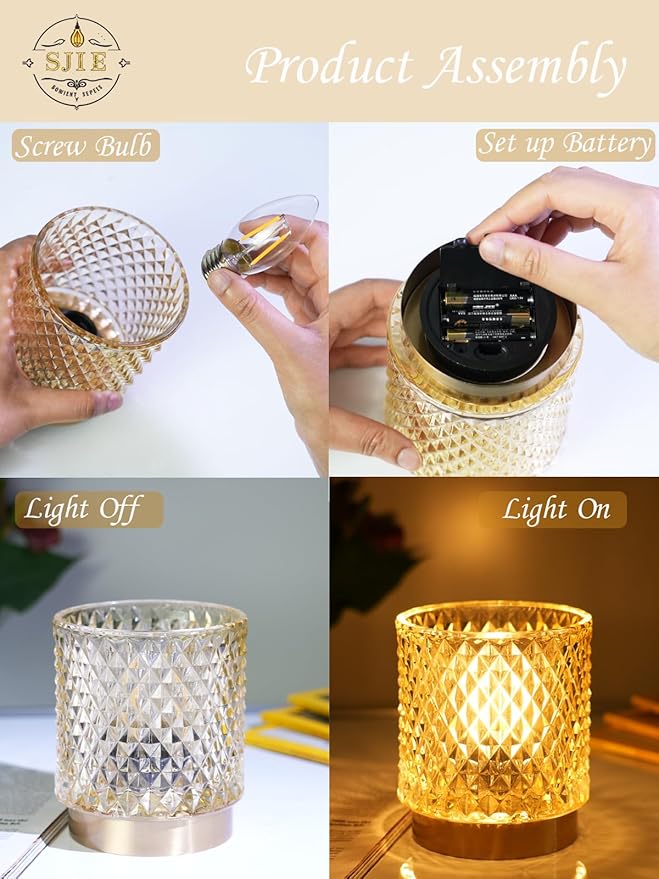 Battery Operated Lamp - Stylish Small Lamps Decorative with Timer & 3 Light Modes, No Plug in Lamps Cordless Battery Table Lamps for Bedroom/Bathroom/Fireplace(with Remote Control)