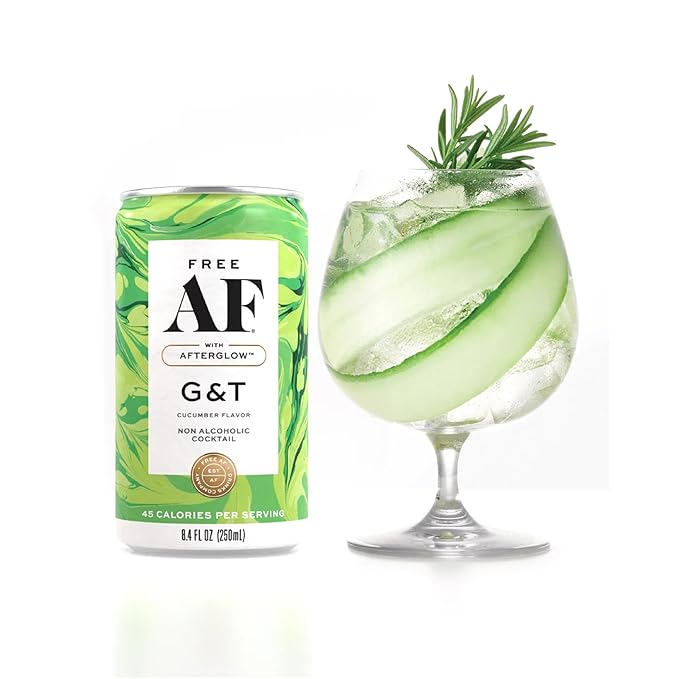 AF Drinks Non-Alcoholic Cucumber G&T | Alcohol Alternative Sparkling Cocktails with AFTERGLOW Botanical Warmth | Gluten-Free, Low-Calorie | 8.4 oz Cans (12-Pack)
