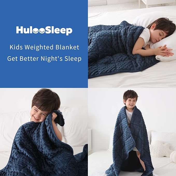Kids Weighted Blanket Twin 5lbs (36"×48",Navy Blue) Breathable Soft Minky Weighted Throw Blanket for All Season,Heavy Blanket with Premium Glass Beads