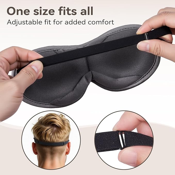 3D Sleep Mask Blackout – Ultra-Slim & Lightweight Design, Eye Mask for Sleeping, Side Sleeper Sleep Mask for Men Women, Travel Nap Meditation Airplane,Night time,Soft, Breathable (Gray)
