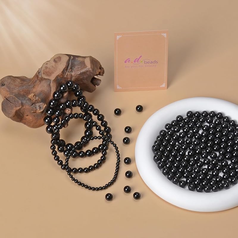 AD Beads Handmade Gemstone Stretch Elastic Bracelet Crystal Healing Reiki Nature's Beauty and Spiritual Essence Unisex (10mm, Black Onyx)