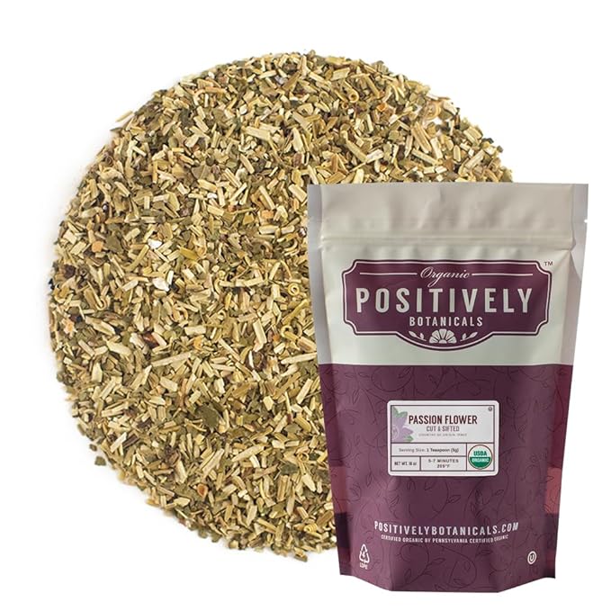 Organic Positively Botanicals Company, Passion Flower, Herbal Tea Loose Leaf Botanical, 16 Ounce