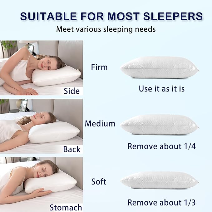Cooling Memory Foam Pillows for Deep Sleep Bed Pillow forNeck Support with Removable & Washable Cover Cooling Pillow for Neck PainRelief Pillow for Shoulder & Back & Side Standard Pack of 1