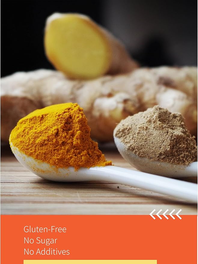 HYNTMYT Turmeric Ginger Tea Bags, Herbal Blend of Turmeric & Ginger Root, Warm & Light Spicy Flavor, Caffeine Free, 120 Count