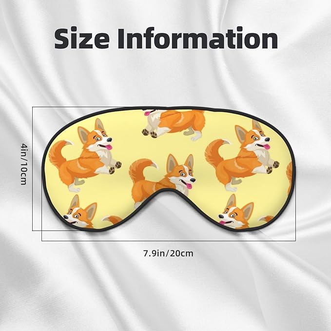 Cute Cartoon Corgi Dog Sleeping Eye Mask Eye Mask for Sleeping Soft Comfort Eye Shade Blackout Eye Cover for Deep Rest Travel Nap Meditation