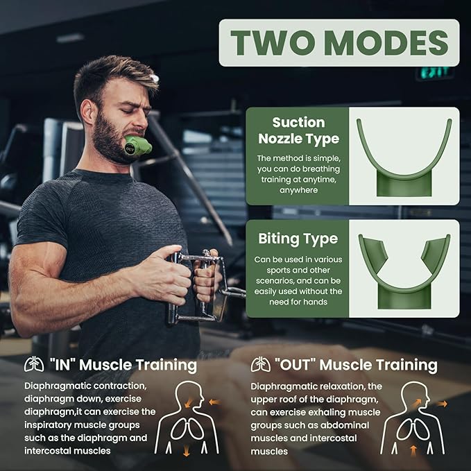Breathing Exercise Trainers Adjustable and Portable Easy to Clean for Daily,Fitness & Sport Green