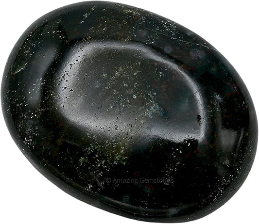 Amazing Gemstone Bloodstone Crystals and Healing Stones - Large Palm Stone Crystals Piedra - Crystal for Good Luck, Balanced Positive Energy, Meditation - Unique Stocking Stuffers and Gifts for Women