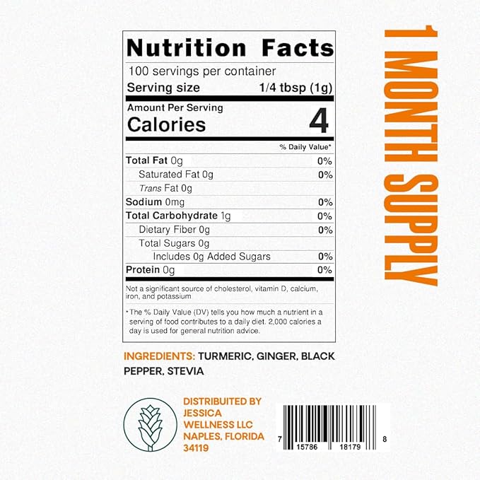 JESSICA WELLNESS Magical Turmeric Tea with Ginger, Black Pepper and Stevia | Turmeric Powder Organic Blend | 3.5 oz (Original Flavor)