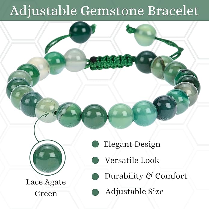 Energy Protection Crystal Handmade Adjustable Bead Bracelet Perfect for Men, Women’s Gift - Gemstone Healing Stretch Bracelet Pulsera Para Hombre Mujer Stocking Stuffer