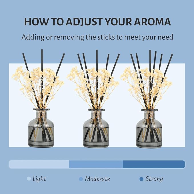 Brakula 2 Pack Reed Diffuser, Fresh Linen + Bamboo (3.38 fl oz Each Pack), Home Fragrance with 12 Sticks, Shelf Decor, Reed diffusers for Home