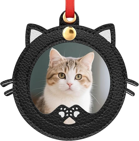 Black Cat-Shaped Mini Photo Frame Christmas Decoration, Mini Cat Picture Frame Xmas Ornaments, Personalized Christmas Decorations Supplies for Family Friends