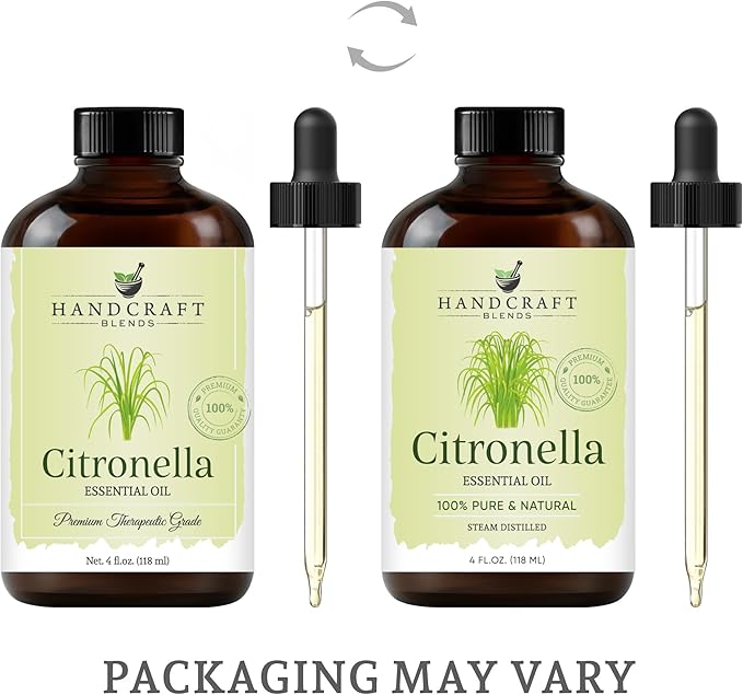 Handcraft Blends Citronella Essential Oil – Huge 4 Fl Oz – 100% Pure and Natural – Premium Grade Essential Oil for Diffuser and Aromatherapy, Skin, Massage, Candle and Soap Making Fragrance