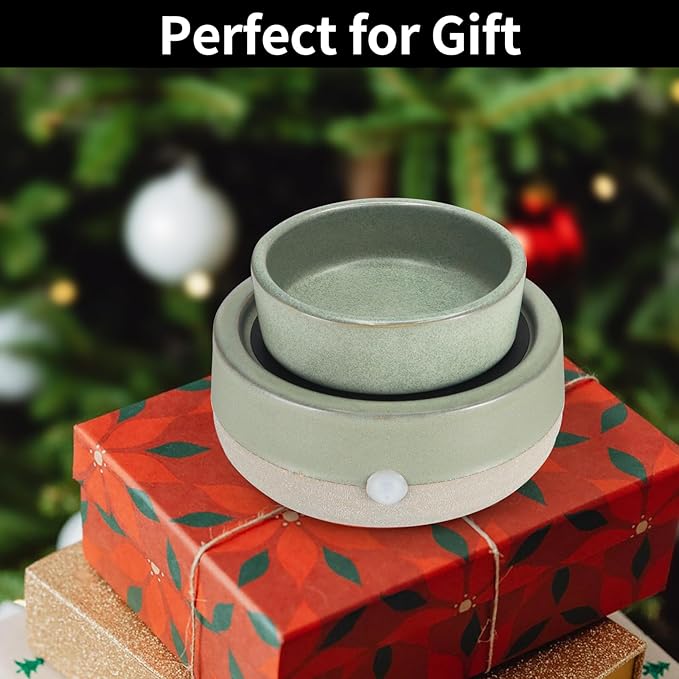 Candle Wax Melt Warmer with Timer Ceramic Electric Wax Melt 4-in-1 Oil Burner Adjusting Temperature Fits Yankee Large Jar Scented Candle for Home Decor Birthday Gifts for Women Mom Grandma Girls Green