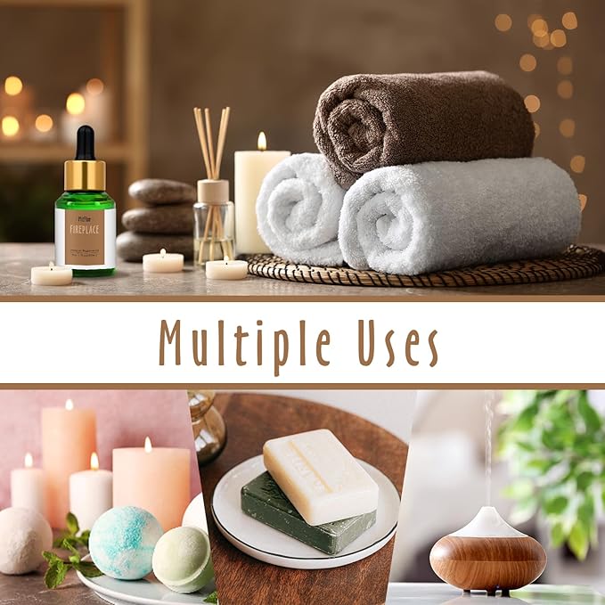 Fireplace Fragrance Oils, MitFlor 30ml Scented Essential Oil for Diffuser, Premium Fragrance Oil for Candle & Soap Making, Winter Aromatherapy Diffuser Oil, Warm & Woody Scent for Home Fragrance