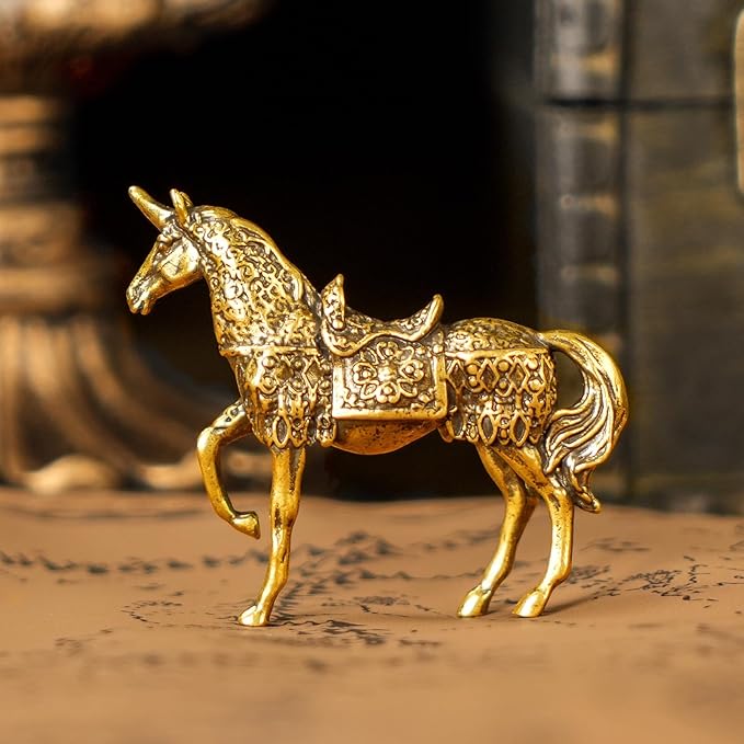 Armored Unicorn Statue 100% Solid Brass , Mythological Warhorse Sculpture, Handcrafted Vintage Collectible Art, Fantasy Décor for Bookshelf, Unique Gift for Mythology Lovers & Medieval Enthusiasts