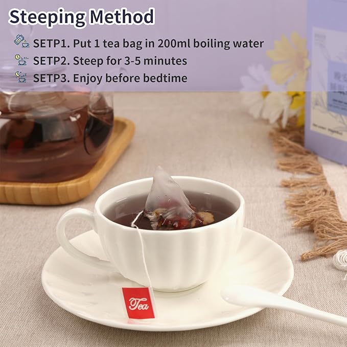 DOZO Good Night Sleep Tea sleepytime tea Poria Cocos Sour Jujube Kernel Tea 8.8oz/250g(30bags) Jujube Goji Berry Gardenia Combined Herbal Tea Soothe the nerves and help sleep wellness 酸枣仁茯苓百合 安神助眠 晚安睡眠茶