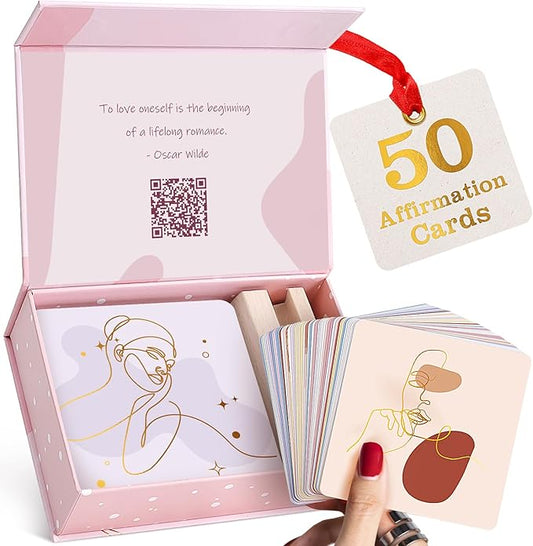 Hihealer Christmas Gift - 52 Positive Affirmation Cards for Women, Daily Motivational and Inspirational Cards for Mindfulness, Meditation, Self-Care Gifts for New Moms, Xmas Gift for Mom and Women