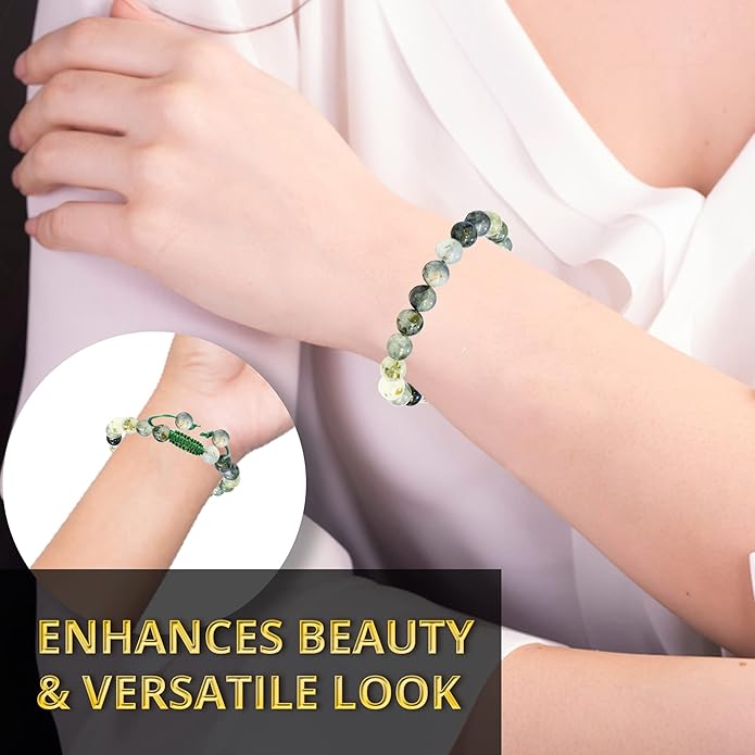 Energy Protection Crystal Handmade Adjustable Bead Bracelet Perfect for Men, Women’s Gift - Gemstone Healing Stretch Bracelet Pulsera Para Hombre Mujer Stocking Stuffer