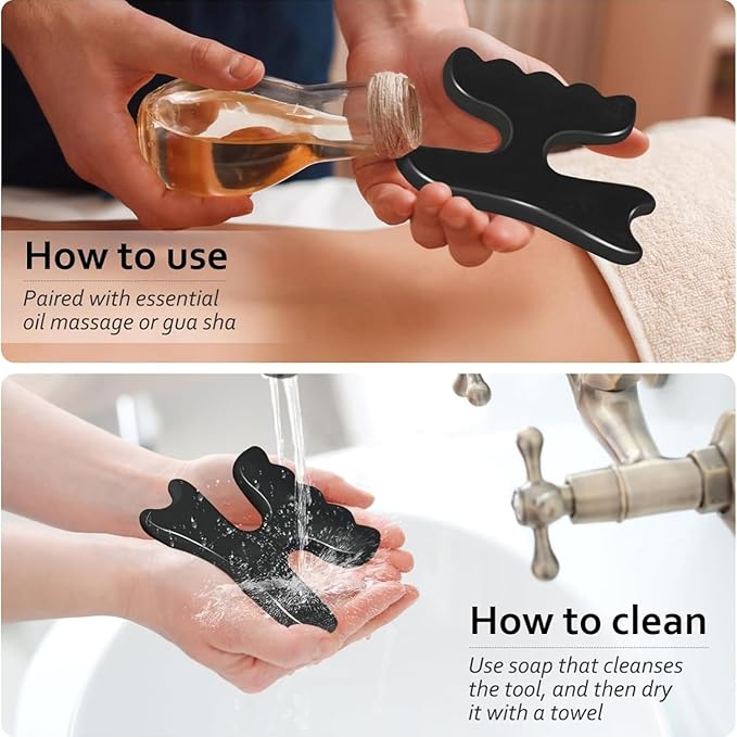 Gua Sha Massage Tool for Body, Natural Bian Stone Gua Sha Scraping Massager, Muscle Relief Massage Board for Back, Legs, Arms, Neck, Shoulder (Medium, 4.7")