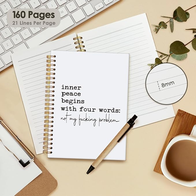 Funny Office Notebooks for Work, Funny Notebooks Gifts for Coworkers，Sarcastic Gifts, Work Journals for Men Women, Not My Problem Hardcover Spiral Notebook 5.5x8.3