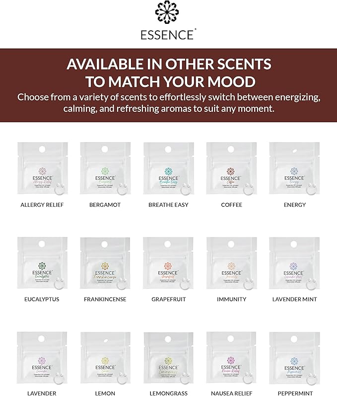 Essence Wearable Aromatherapy Nasal Diffuser – Coffee Essential Oil Nose Ring Silicone Inhaler for Stress & Mood Support - Made in USA & Travel-Friendly