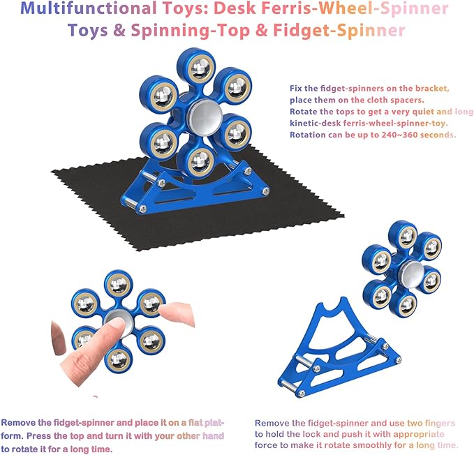 Desk Toys for Fidget Ferris-Wheel-Spinner: 4mins Kinetic-Spinning Cool-Gadgets, Cool-Stuff Thing Toy for Office School Home Man Women Christmas, Stress-Relief Game Gifts for Adult Teen Children Kid