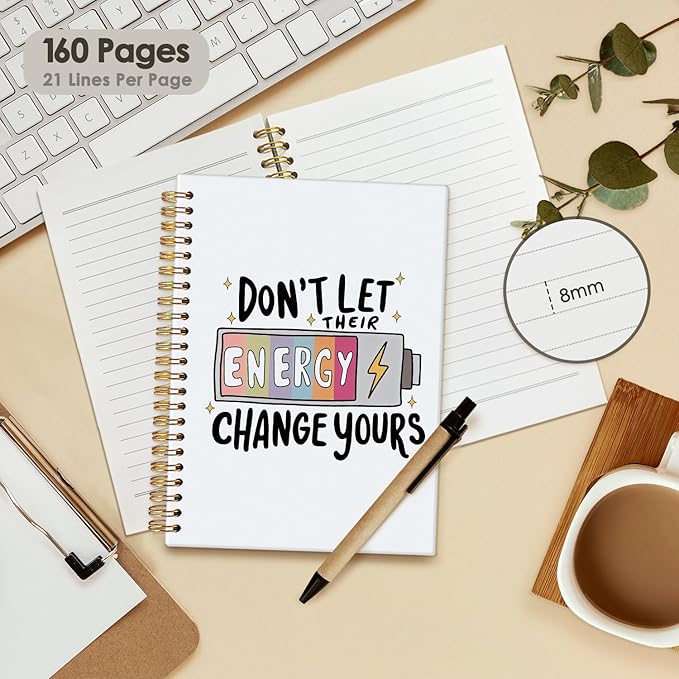 Inspirational Motivational Notebook Journal, Inspirational Gifts for Women, Don't Let Their Energy Change Yours College Ruled Hardcover Spiral Notebook 5.5x8.3