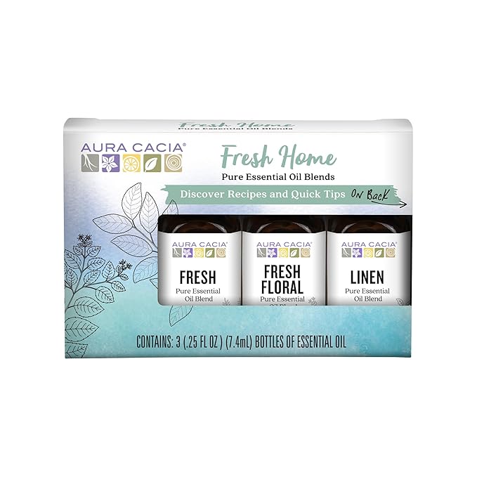 Aura Cacia Fresh Home Essential Oil Kit - Light Aroma, No Synthetic Fragrances