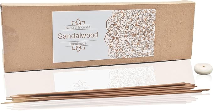 Sandalwood Incense Sticks, 120pcs Natural Sandalwood and Handmade Incense Sticks, Charcoal Free and 45 Minute Burn Time for Home Fragrance, Meditation, Yoga, Spiritual Healing
