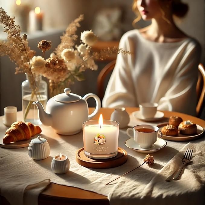 Coconut Candle, Scented Candles Gifts for Women, Candles Gift Set for Her, 3 Scented Votive Candles, Birthday Gifts for Women/Men (White, 7 oz)