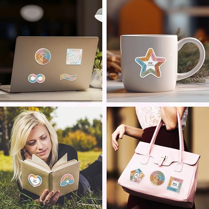 Libima 72 Pieces Anxiety Sensory Stickers Textured Stickers Fidget Mindfulness Sticker School Counselor Supplies Adult Sensory Items Anxiety Relief, 9 Styles(Pastel Color)