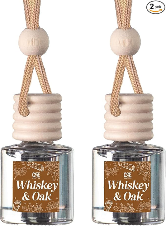 CANDECraftCo Car Air Hanging Fragrance Oil, Car Auto Freshener for Essential Oils, Scents Fragrance Aromatherapy Automobile Diffuser, Long Lasting (Whiskey & Oak)