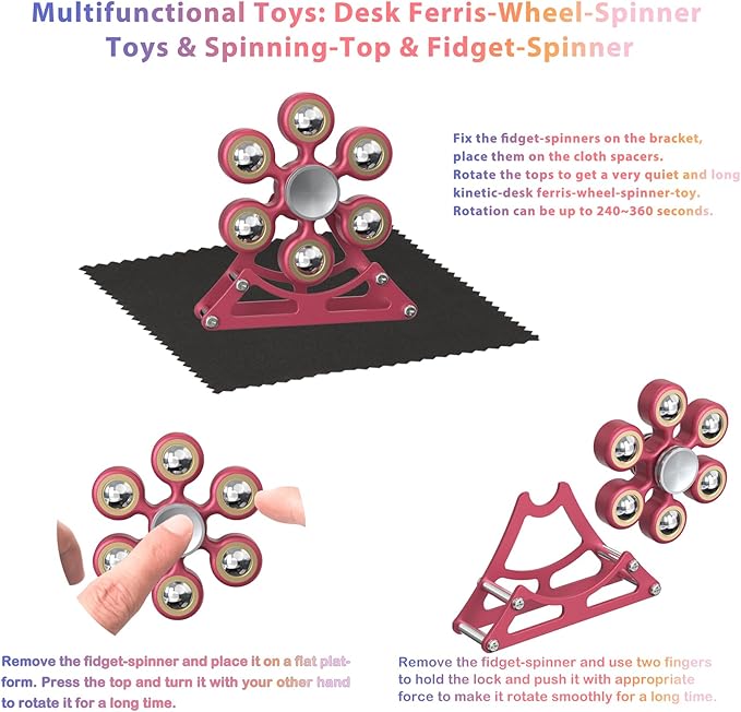 Desk Toys for Fidget Ferris-Wheel-Spinner: 4mins Kinetic-Spinning Cool-Gadgets, Cool-Stuff Thing Toy for Office School Home Man Women Christmas, Stress-Relief Game Gifts for Adult Teen Children Kid