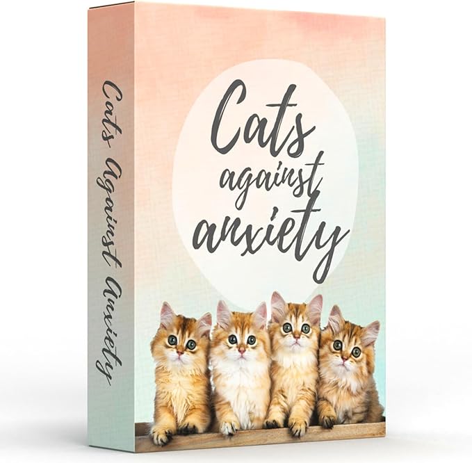 Cats Against Anxiety Cards - 50 Cards by Catchyourdreams for Self Esteem and Stress, Affirmations for Anxiety Emotions Cat Gift for Women Men (Cats Against Anxiety)