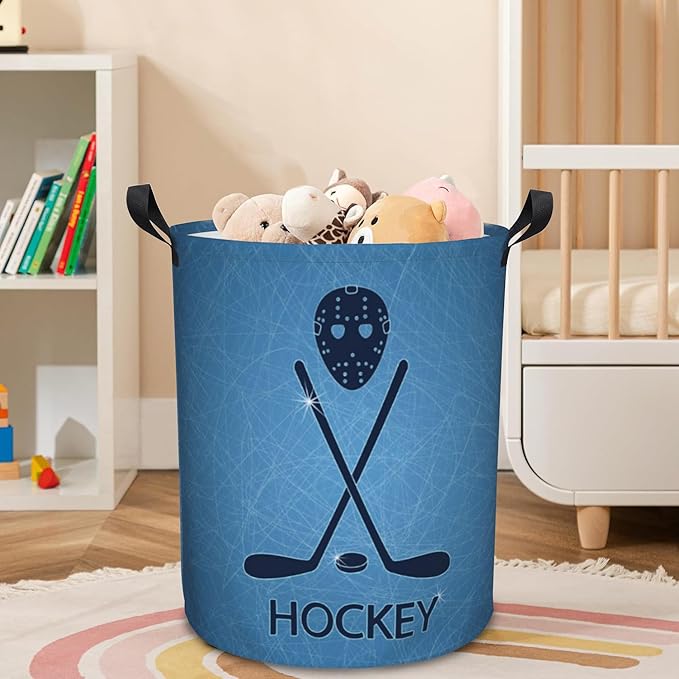 Laundry Basket Hockey Sticks Laundry Hamper Large Laundry Basket Storage Basket Tote Bag Collapsible Organizer Basket for Bathroom,Laundry,Bedroom 17.3 x16.5 Inch