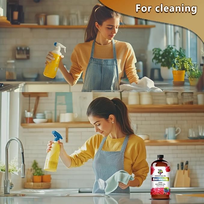 Geranium Essential Oil (16 oz / 480 ml) – Geranium Oils for diffusers, humidifiers, Home Baths, Cleaning Products, Yoga, DIY Soaps and DIY Scented Candles