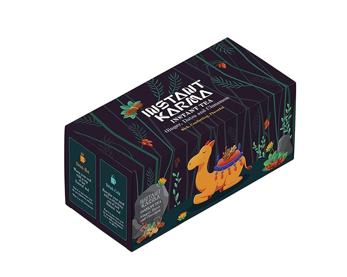 Instant Karma Tea | Dates, Ginger & Cinnamon Instant Tea | All-Natural, Caffeine-Free, No Added Sugar | Warm & Comforting | 20 Sachets (Dates, Ginger, and Cinnamon)