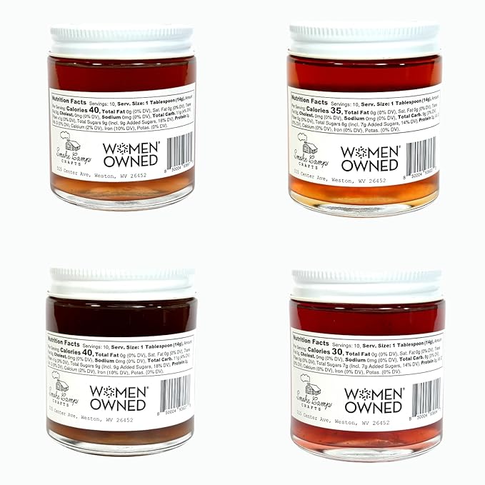 Four Pack Herbal Jam and Jelly Gift Set | Lavender Jelly | Rose Geranium Jelly | Rose Petal Jelly | Rosemary Thyme Jelly | 4-pack - 5 oz Jars | Mini Jam Jars Gift - Unique Gourmet Flavors