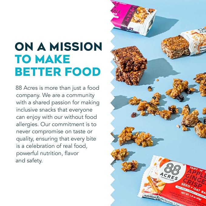88 Acres Granola Bars | Variety | Gluten Free, Nut-Free Oat and Seed Snack Bar | Vegan & Non GMO | 12 Pack