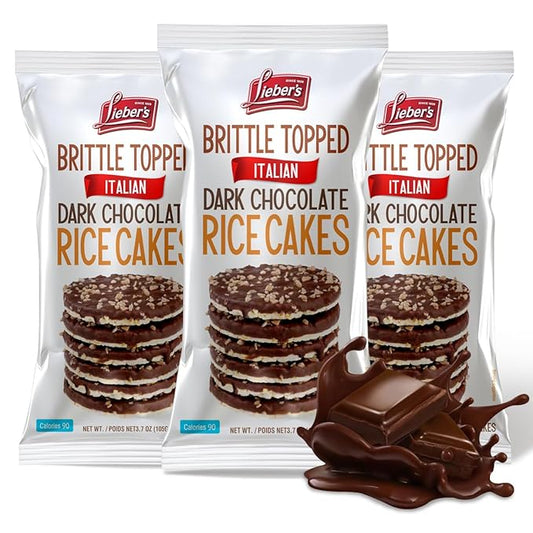 LIEBERS Thin Chocolate Rice Cakes, Kosher Certified Dairy and Dairy Free Options, Gluten Free Snack (Brittle Topped Dark Chocolate)