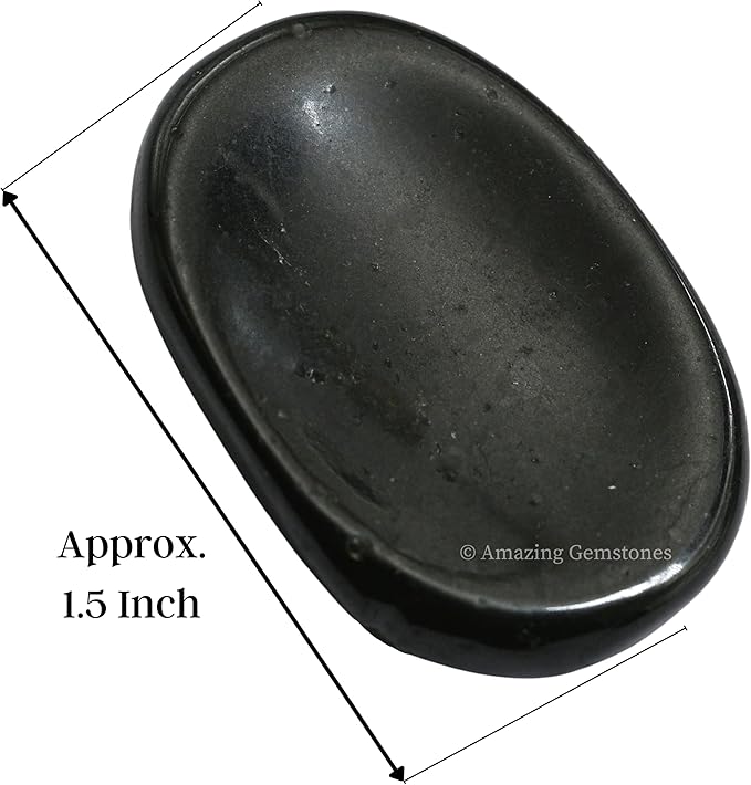 Amazing Gemstone Black Tourmaline Worry Stone, Healing Crystals - Piedra Crystal Fidget for Gift, Meditation, Calming, Relaxation, Stress Relief
