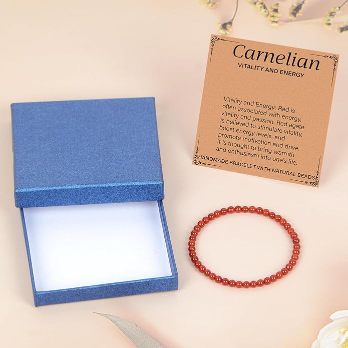 LPBeads Handmade Natural Gemstone Stretch Elastic Bracelet Healing Crystal Round Stone Beads Jewelry Gifts for Women Men