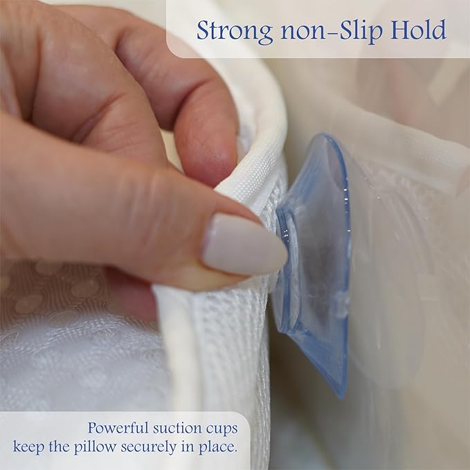 Bath Pillows for Tub, Luxury Bathtub Pillow Gift Set: 4D Air Mesh Cushion for Head & Neck, Spa Relaxing Accessories, Plus Bath Sponge & Scalp Massage Brush, Gift Bag