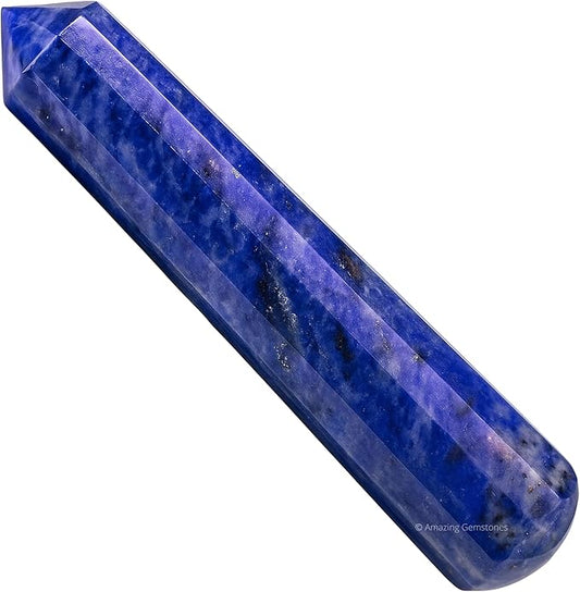 Amazing Gemstone Sodalite Crystal Wand Massage Stick - Pelvic Wand Gua Sha for Adults - Crystals and Healing Stones Massage Wands for Adults Gifts (Pointed)