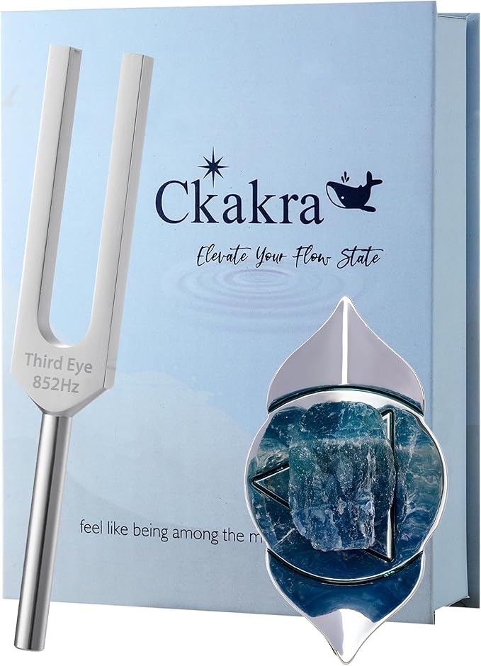 Ckakra Solfeggio Tuning Fork with Natural Crystals Kit, Meditation & Relaxation gift for women, Calming Tools,852Hz Solfeggio Frequency Third Eye Chakra
